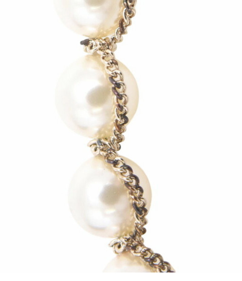Chanel CC Logo Faux Pearl Bracelet
