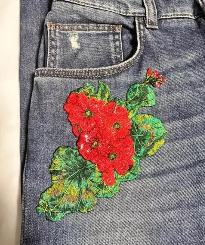 Dolce & Gabbana Rose Embroidered Jeans