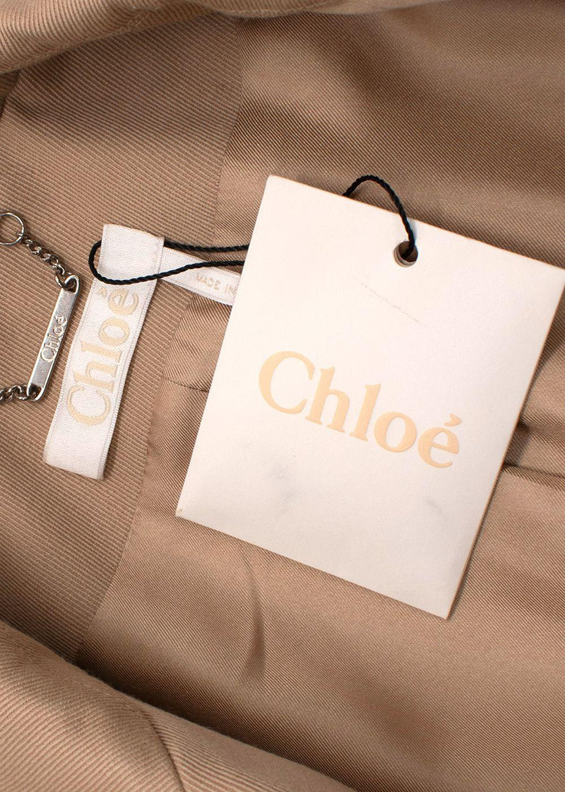 Chloe Beige Double Breasted Cinched Waist Blazer