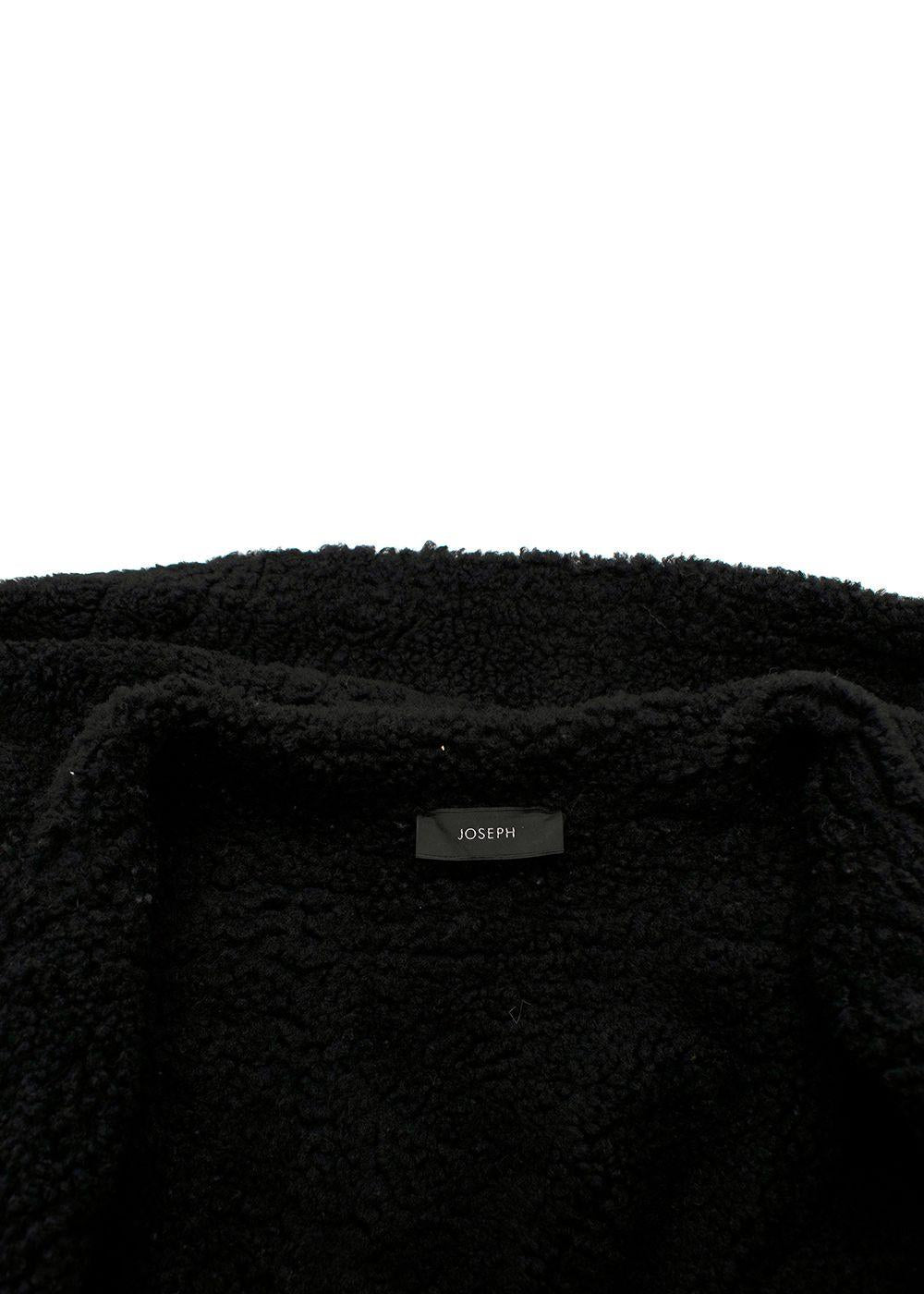 Joseph Black Shearling Hooded Biker Jacket