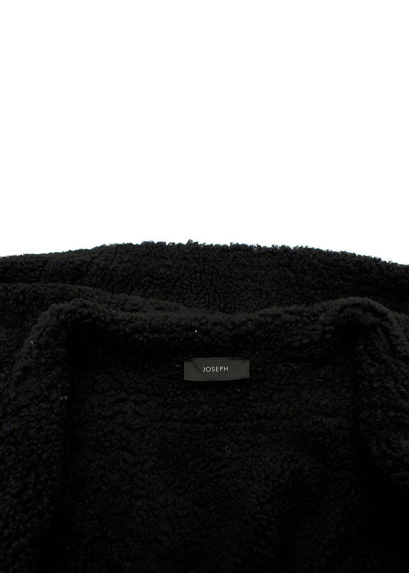 Joseph Black Shearling Hooded Biker Jacket