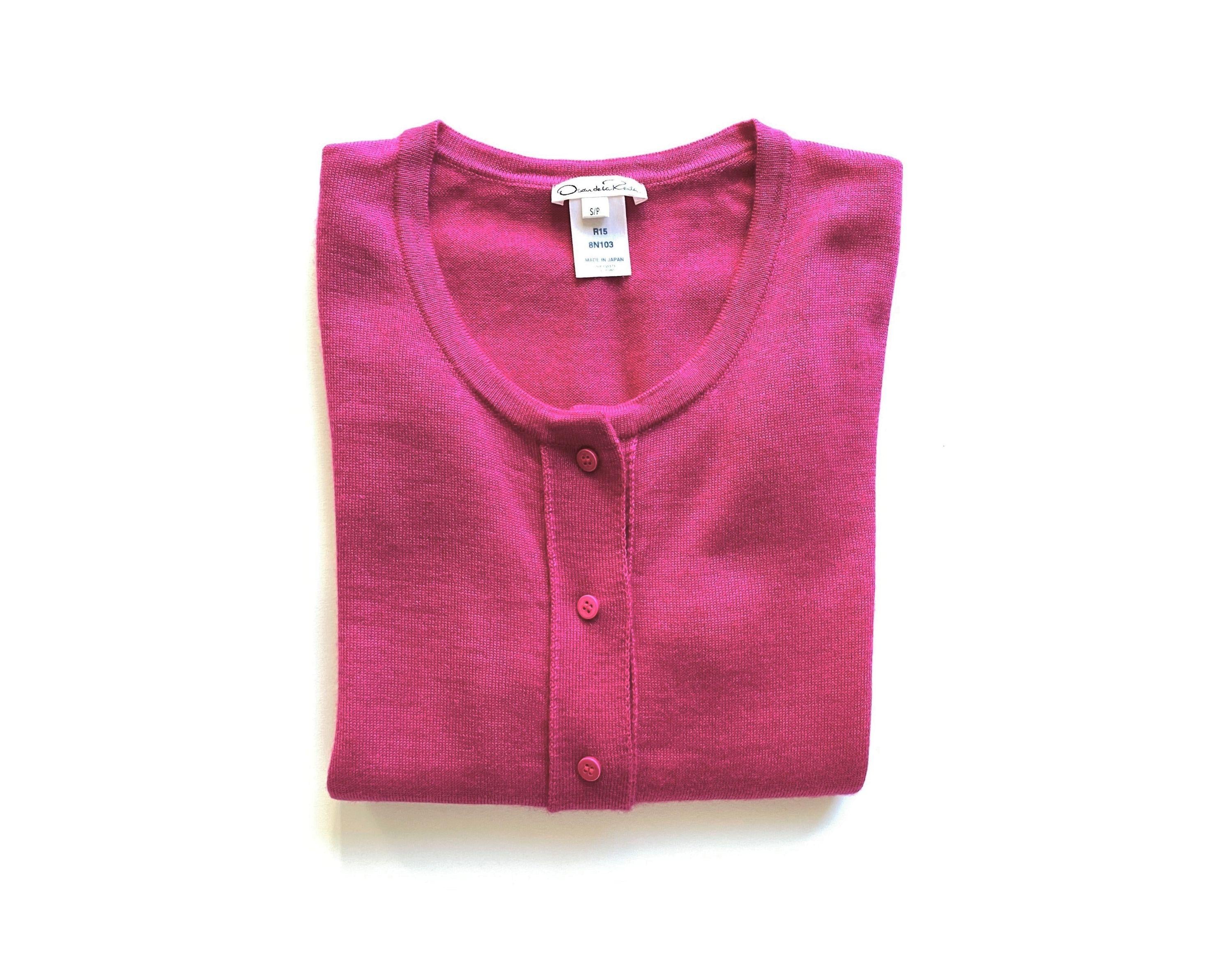 Pink Silk-Cashmere Cropped Fine Knit Cardigan