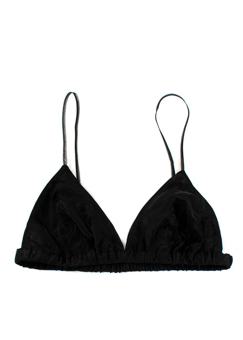 Staud Black Sheer Organza Hendrix Shirt and Bralette