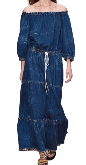 Off The Shoulder Denim Maxi Dress · HEWI