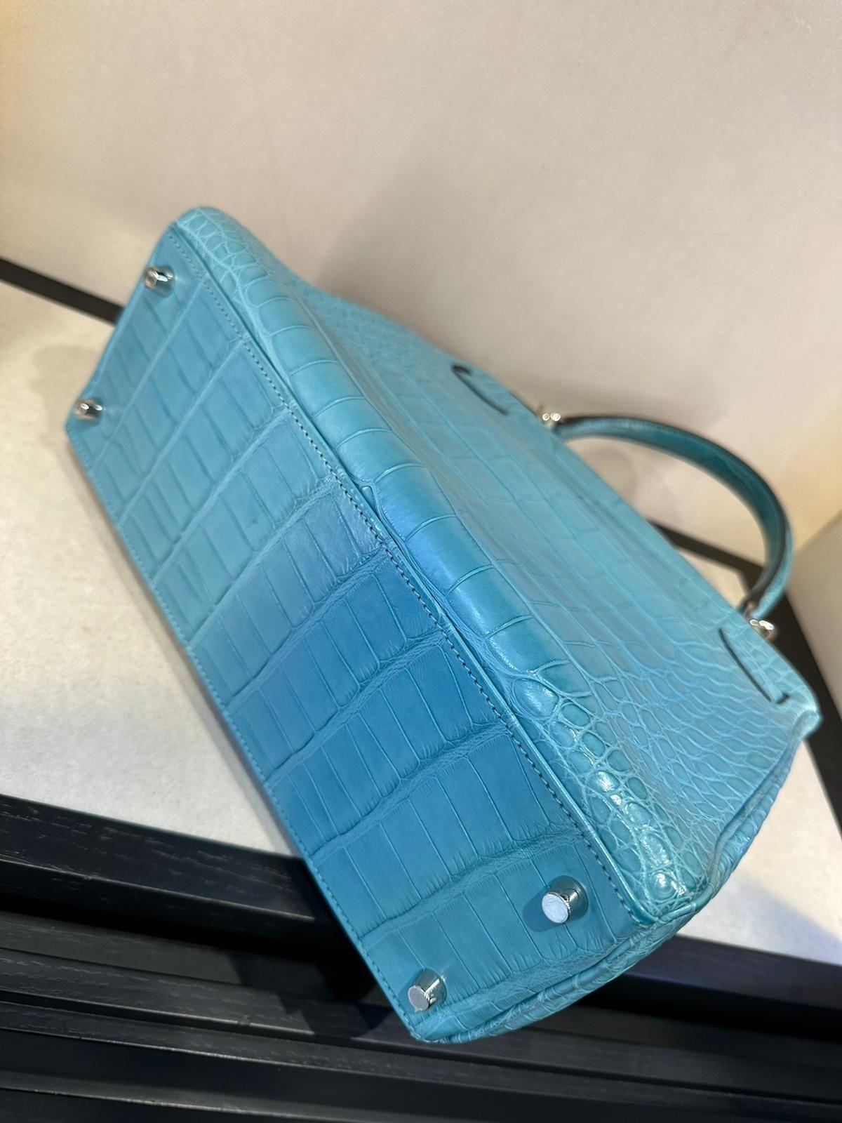 Bleu Saint-Cyr Matte Alligator Kelly 28 PHW