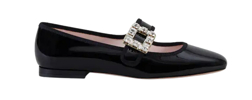 Roger Vivier Tres Vivier Strass Patent Leather Ballerina Flats