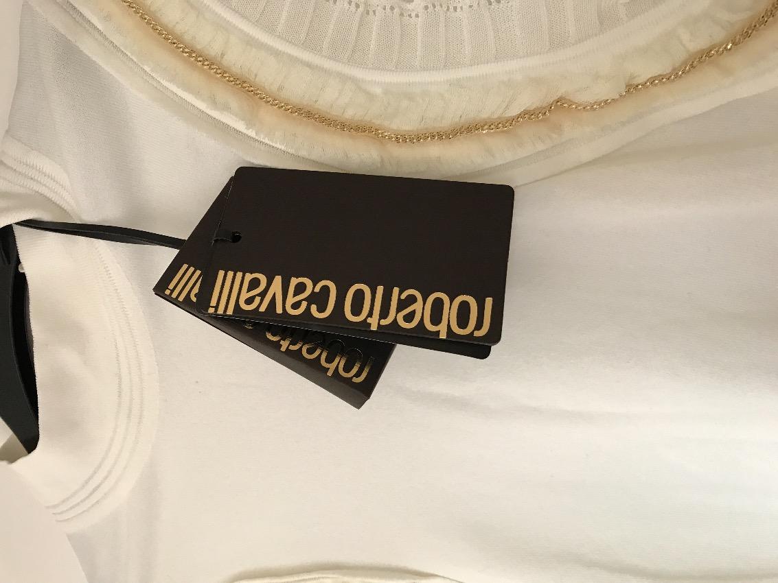 Roberto Cavalli Ruffle Gold Chain Jumper