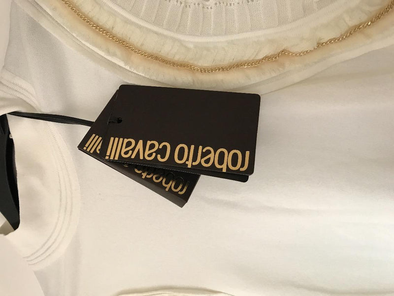 Roberto Cavalli Ruffle Gold Chain Jumper