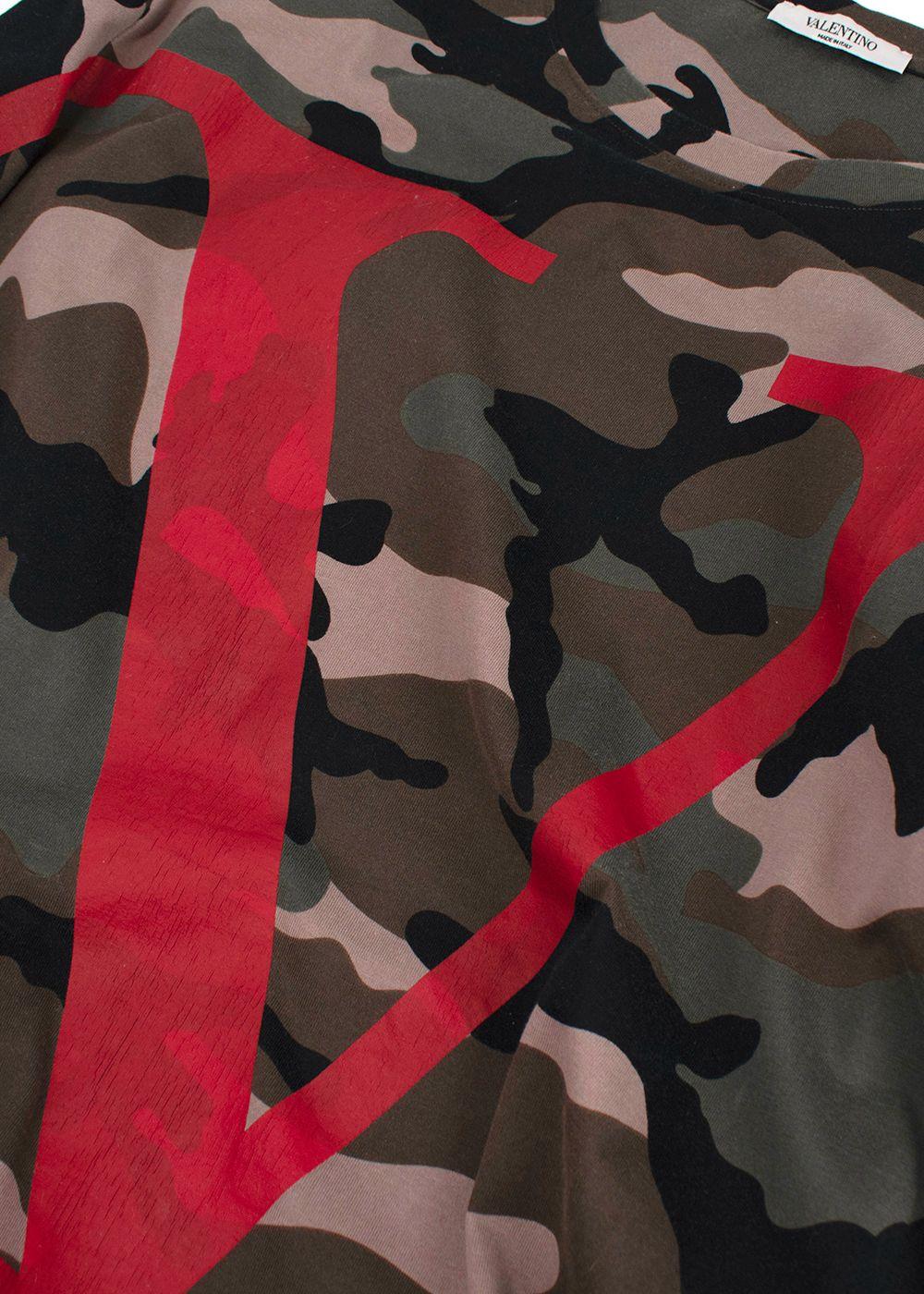 Valentino Camo T-Shirt with Red VLogo