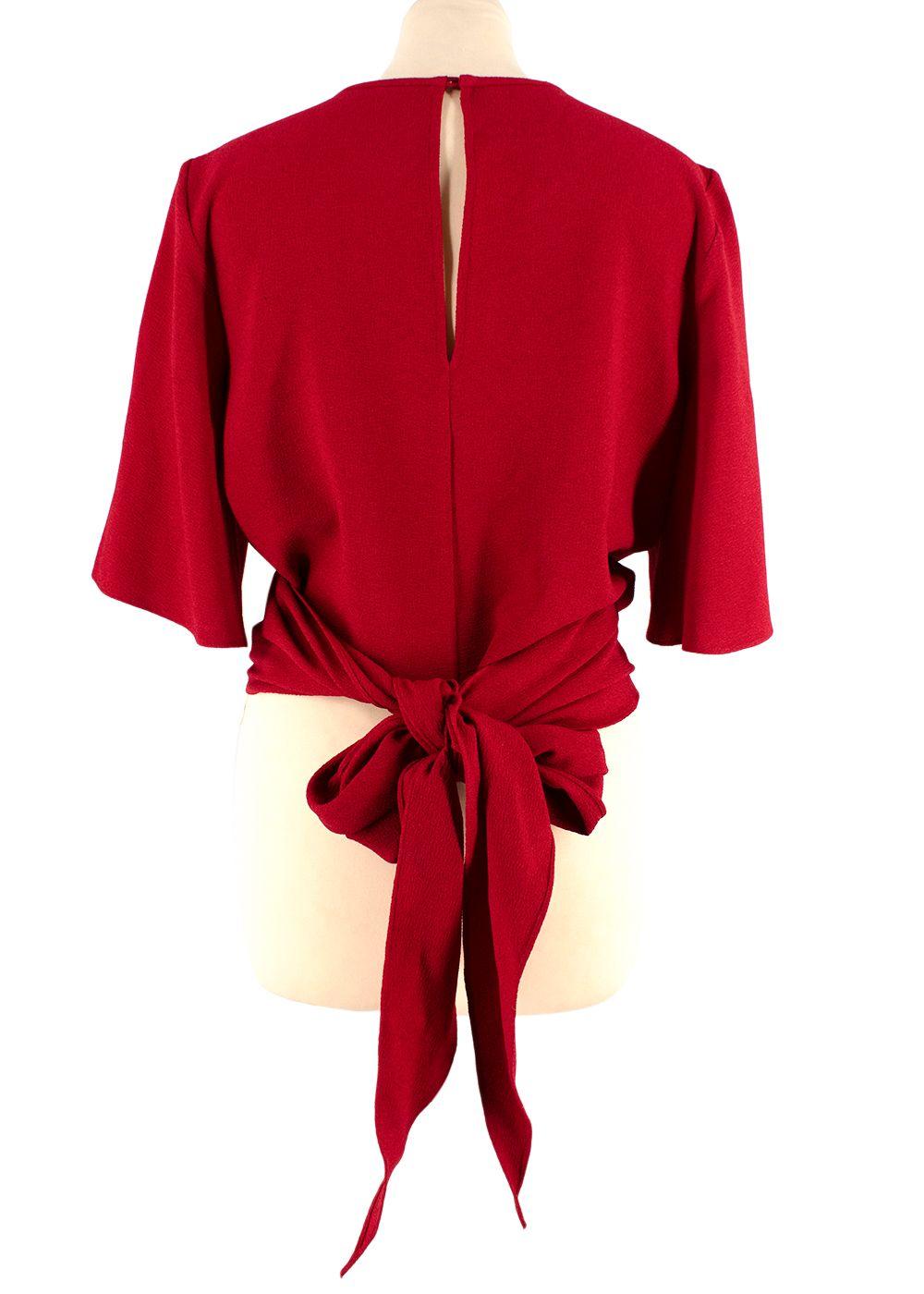 Ellery Red Crepe Wrap-tie Blouse & Fluted Skirt