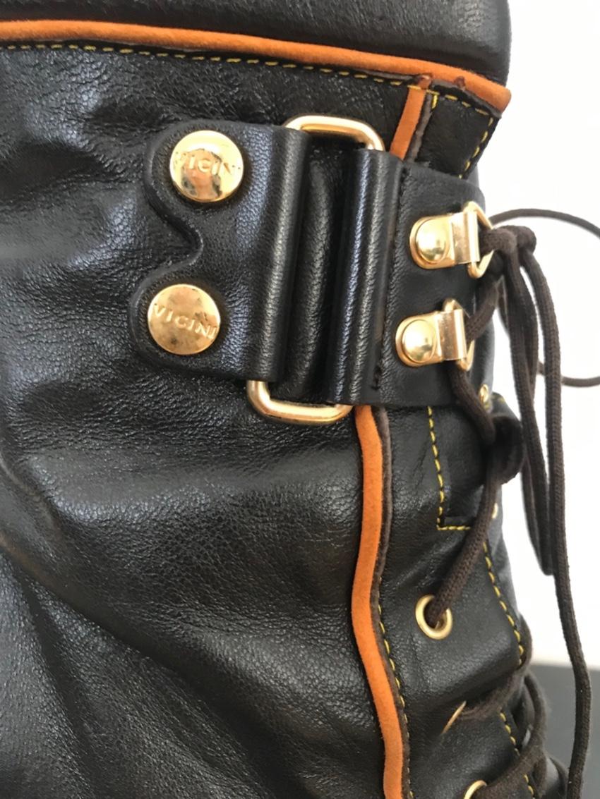Vicini brown leather lace-up boots