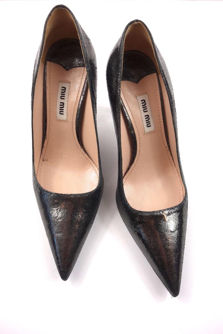 Miu Miu Pewter Metallic High Heel Pumps