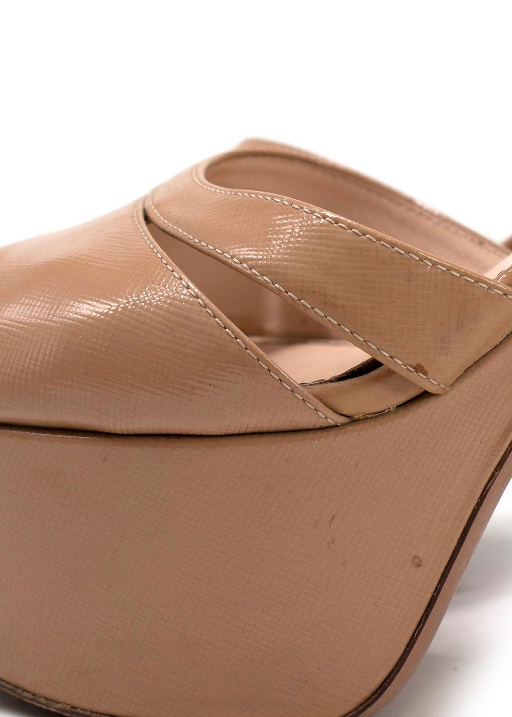 Prada Beige Textured Leather Platform Heels