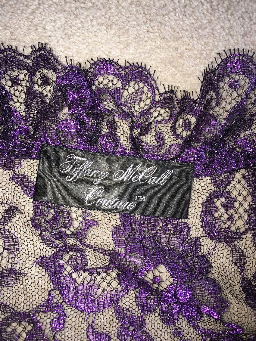 Tiffany McCall Couture Purple Lace Dress with Bolero