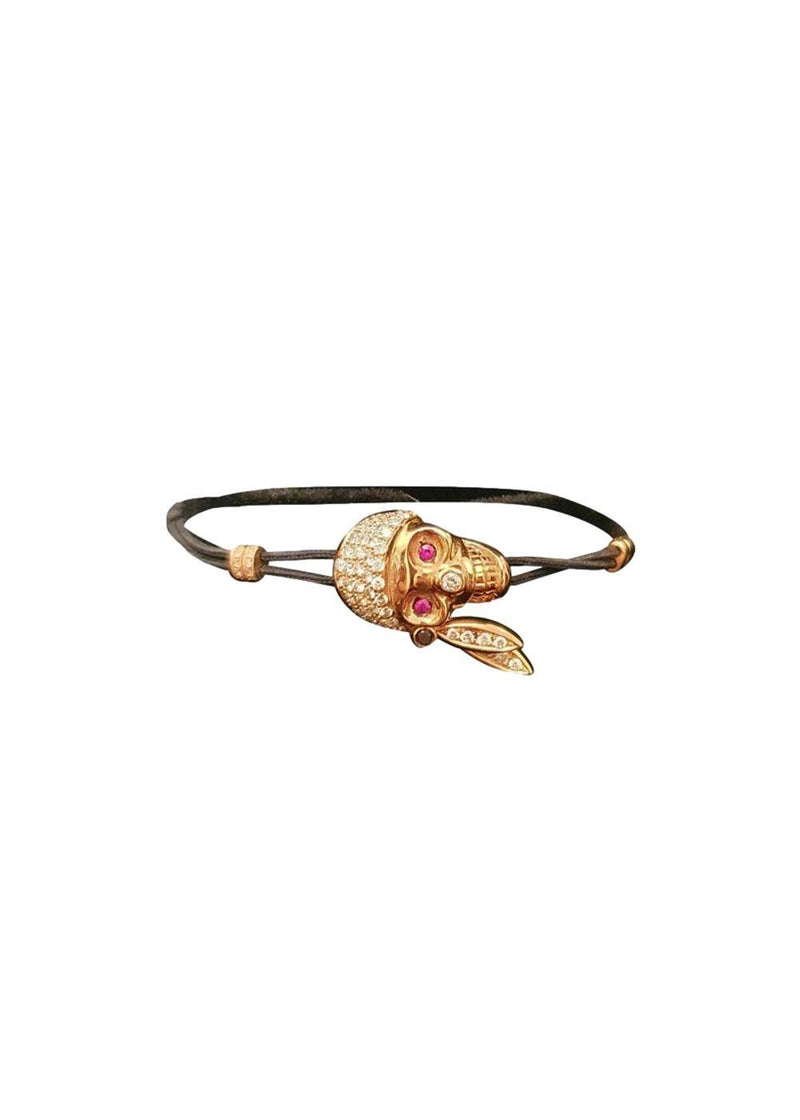 18ct gold & diamond skull rope bracelet