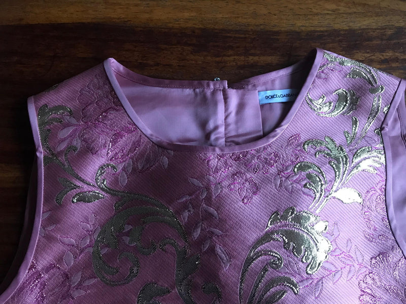 Dolce & Gabbana Kids 11/12Y Pink Brocade Dress
