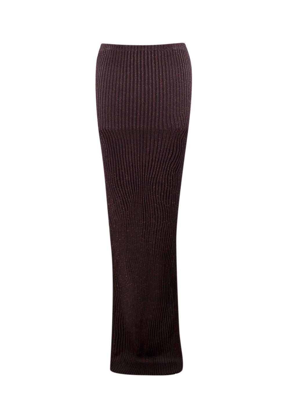 Aya Muse Brown Ribbed Maxi Skirt