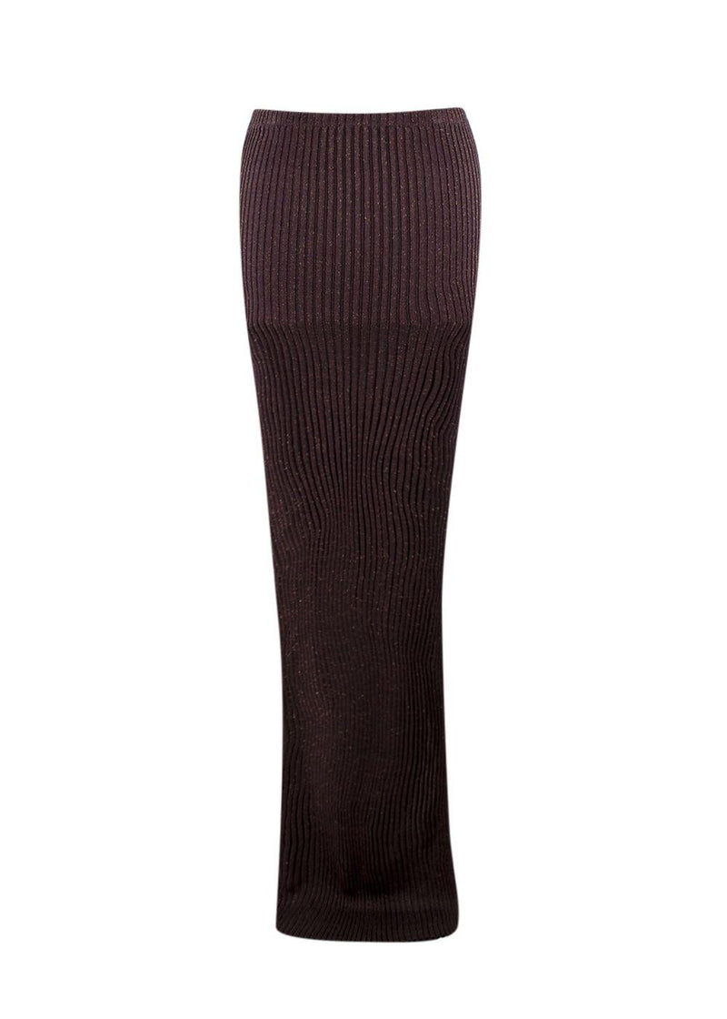 Aya Muse Brown Ribbed Maxi Skirt