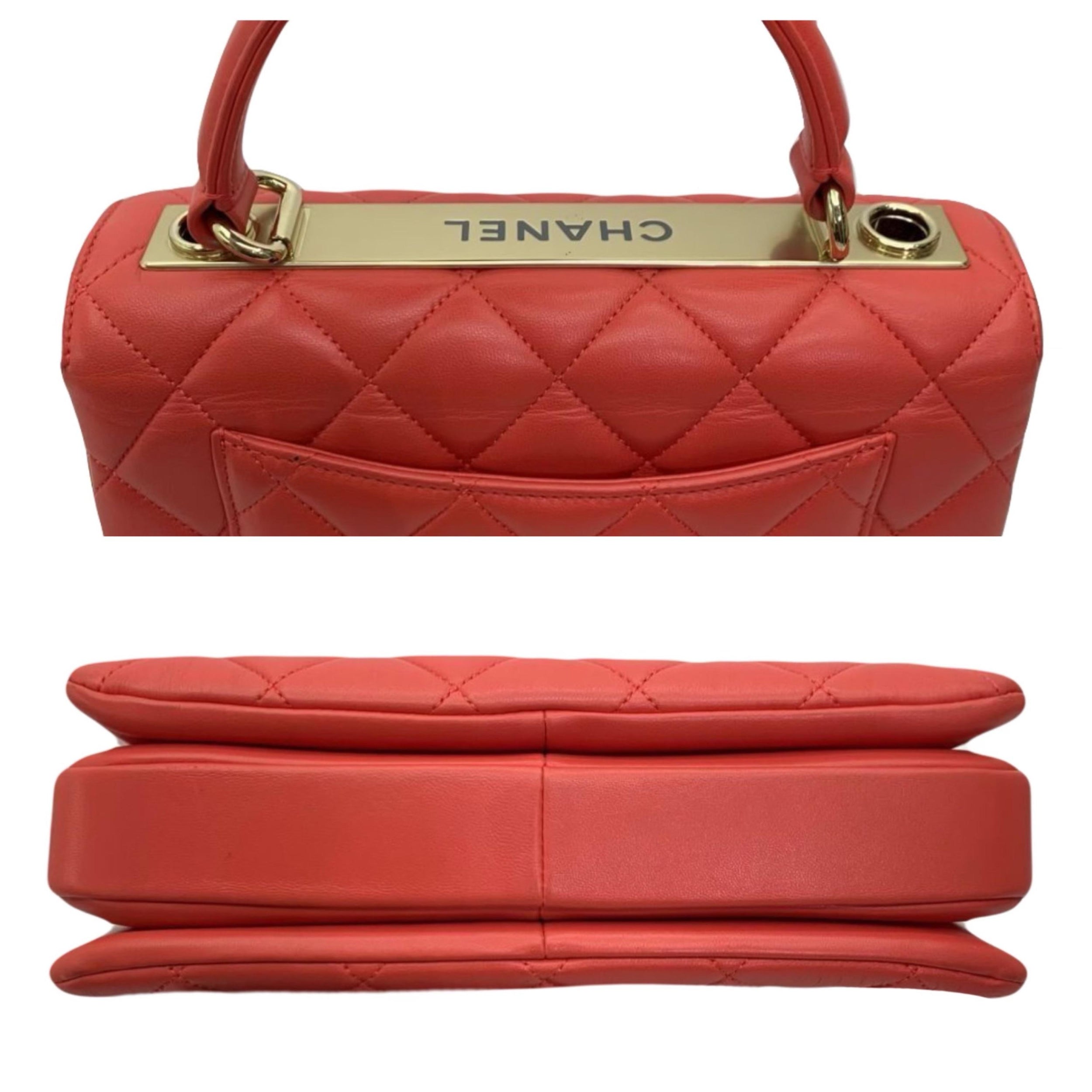 Small Orange Lambskin Trendy CC Flap Bag