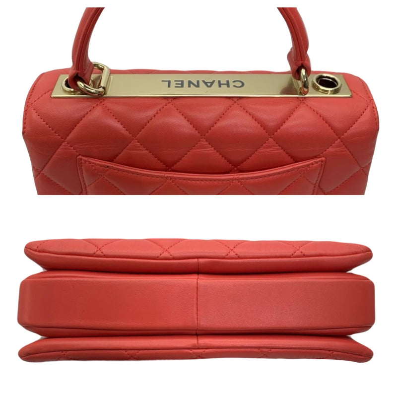 Small Orange Lambskin Trendy CC Flap Bag