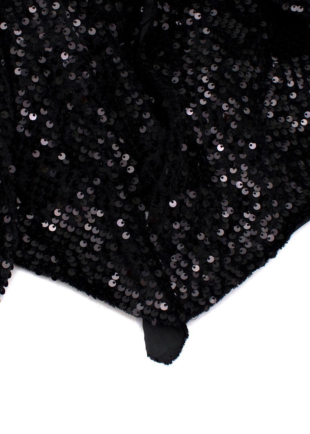 Black Sequinned Peplum Mini Skirt