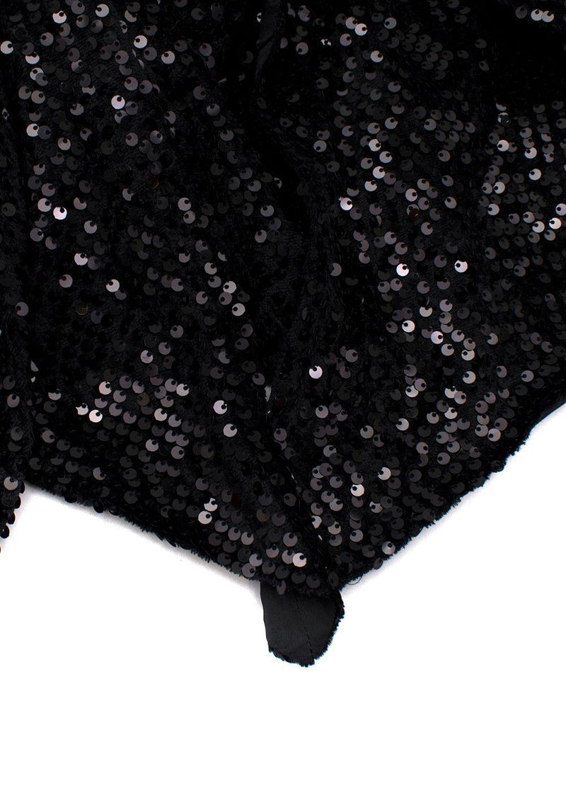 Black Sequinned Peplum Mini Skirt