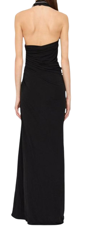 Christopher Esber Black Jersey 'Levitate' Longsleeve Halter Dress