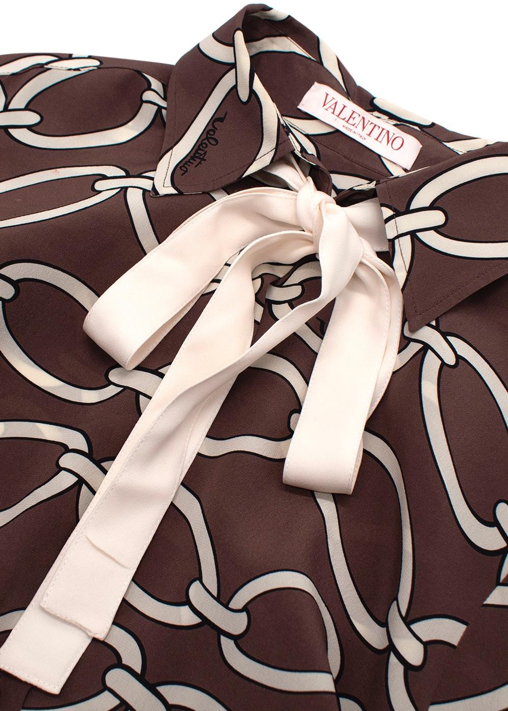 Valentino Brown Chain Print Silk Shirt