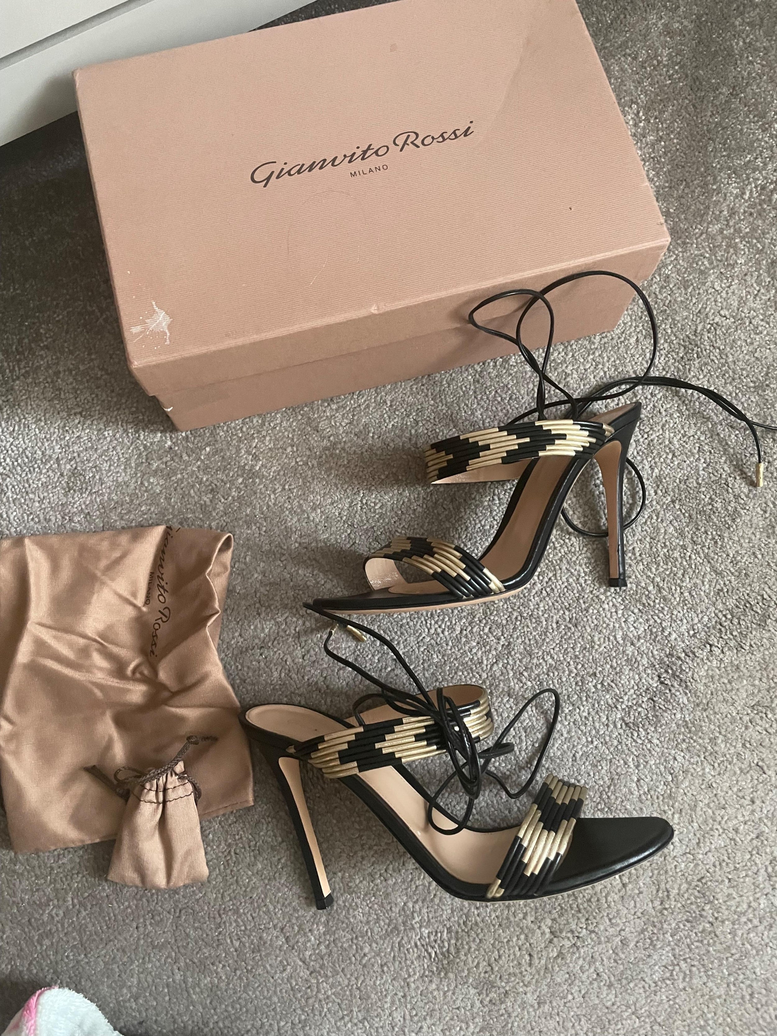 Ginavito Rossi Black Suni Lace Up Heels