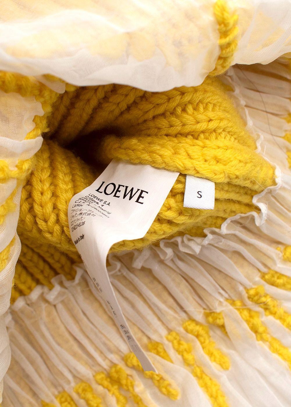 Loewe Yellow Wool Roll Neck Sheer Dress