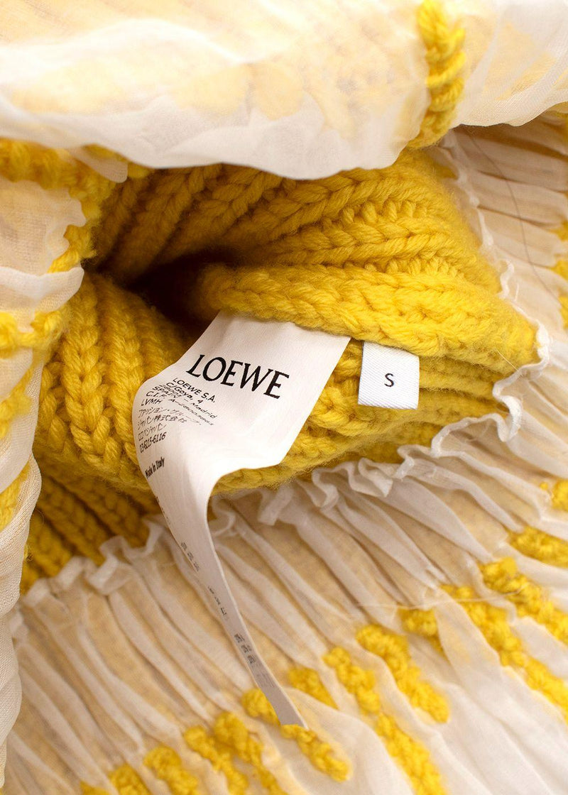 Loewe Yellow Wool Roll Neck Sheer Dress