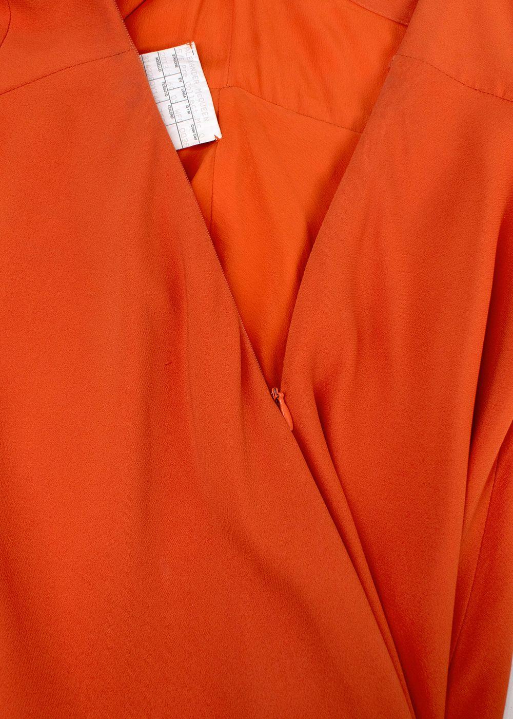 Alexander McQueen Orange Silk Crepe Crystal Halterneck Gown