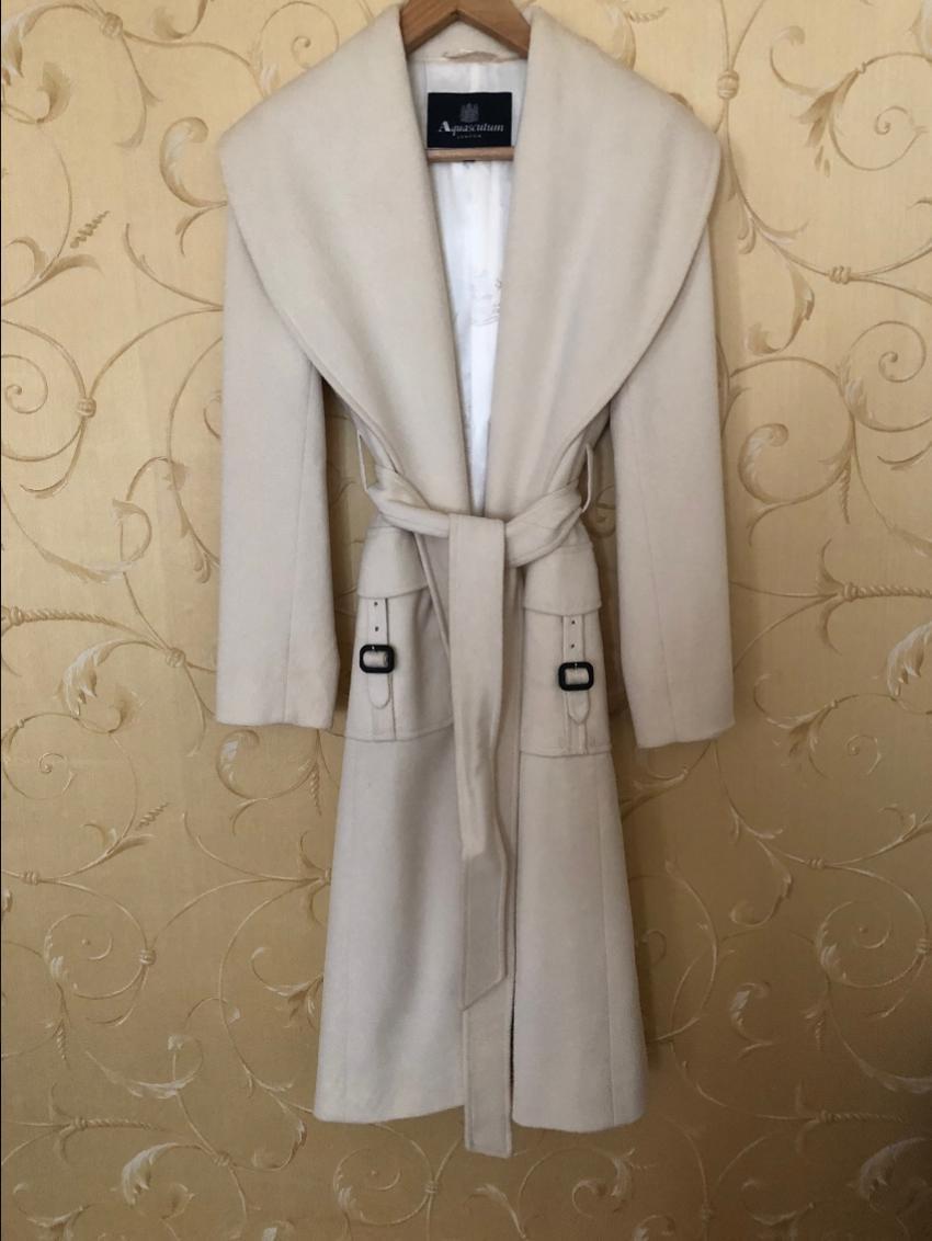 Aquascutum Wool Wrap Coat with Oversize Collar