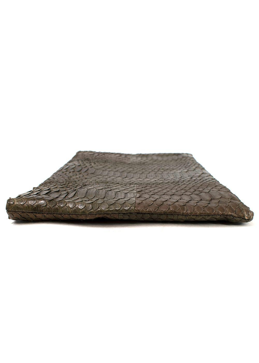 Johnny Ramli Khaki Snakeskin Clutch