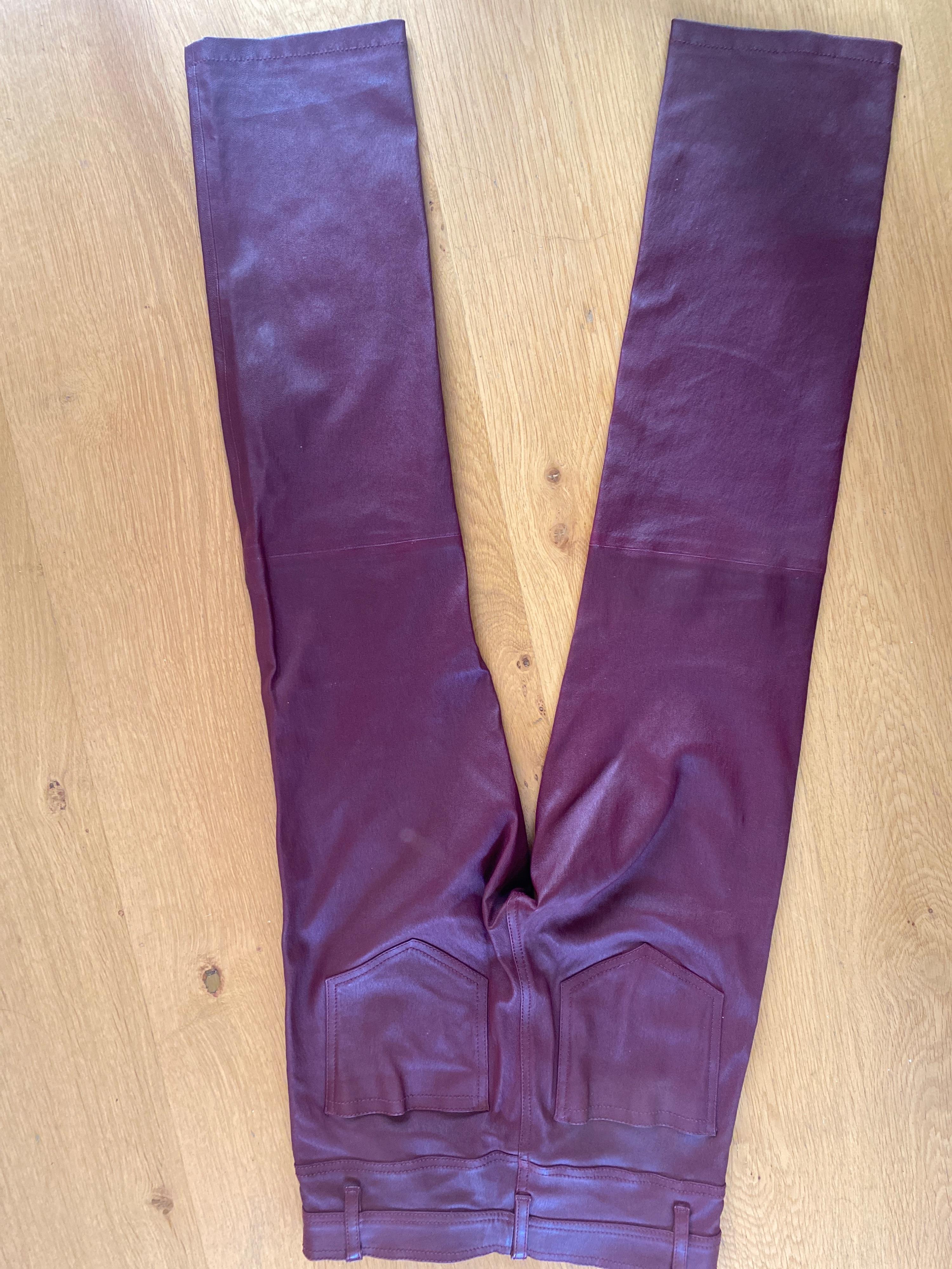 Den Burgundy Stretch Leather Pants