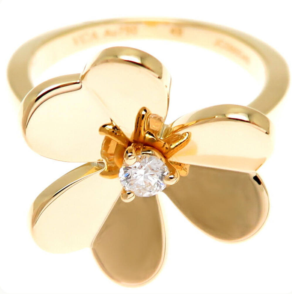 Van Cleef Yellow Gold Frivole Ring Size 5