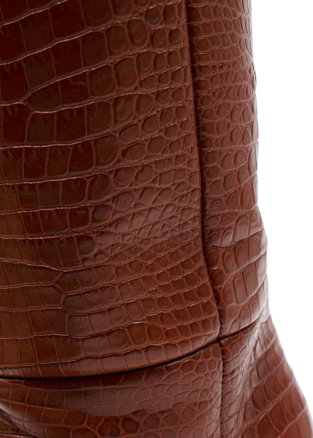 Paris Texas Stiletto 60 Crocodile-effect Leather Knee-high Boots