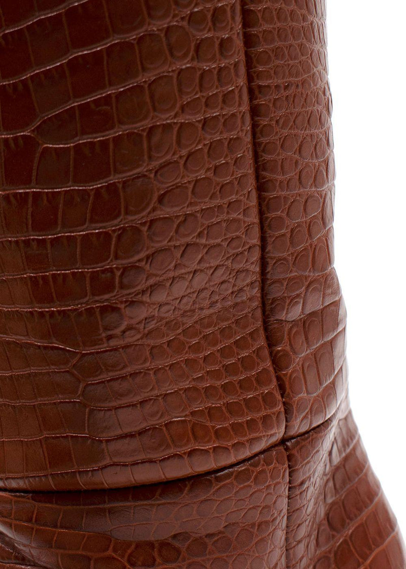 Paris Texas Stiletto 60 Crocodile-effect Leather Knee-high Boots