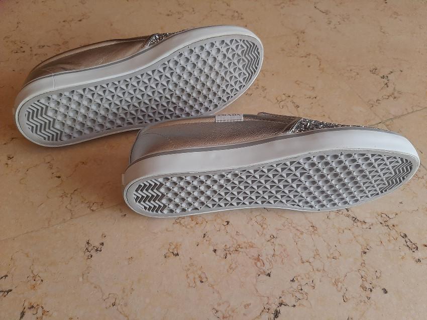 Metallic Silver Glitter Slip-On Sneakers