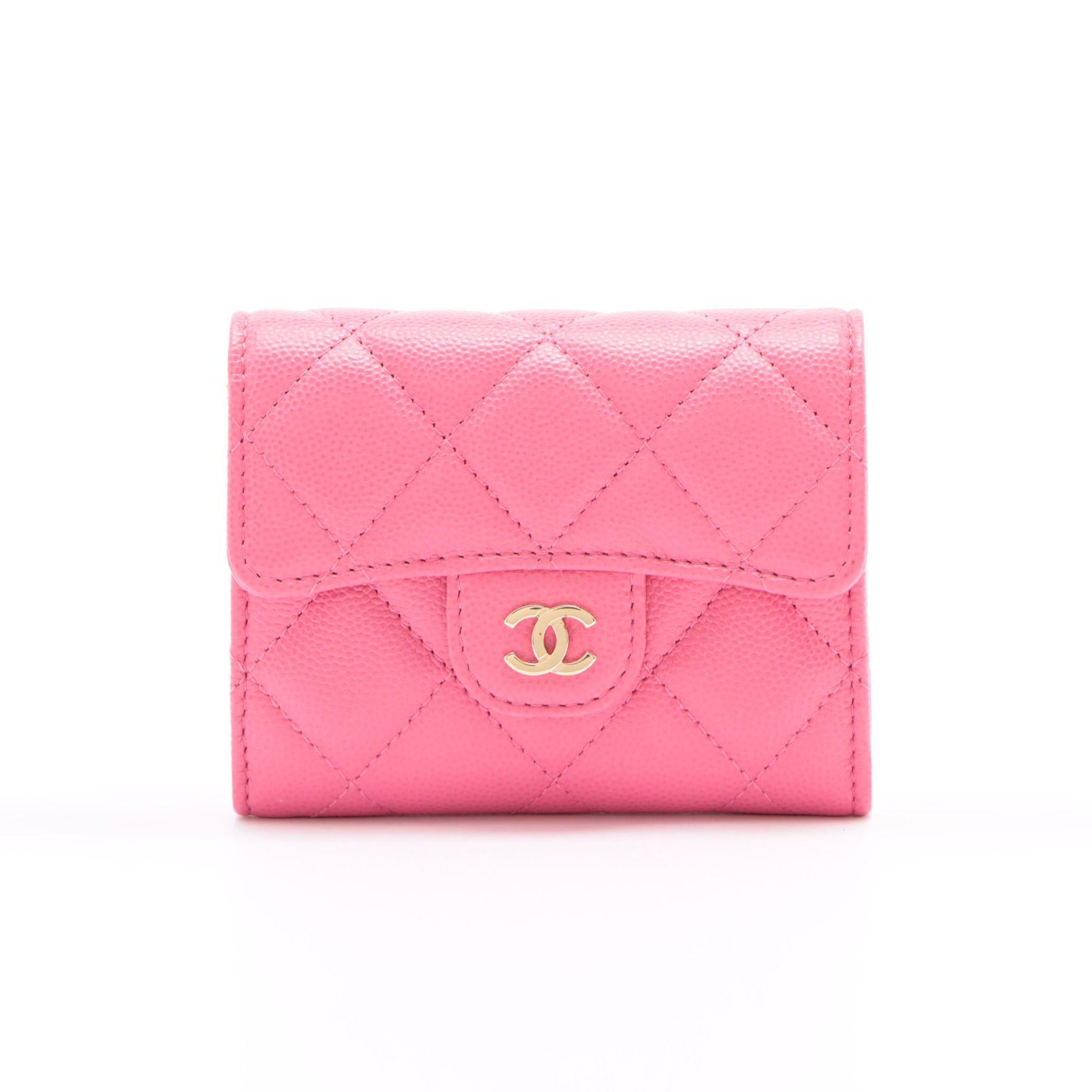Pink Caviar Quilted Mini Wallet On Chain