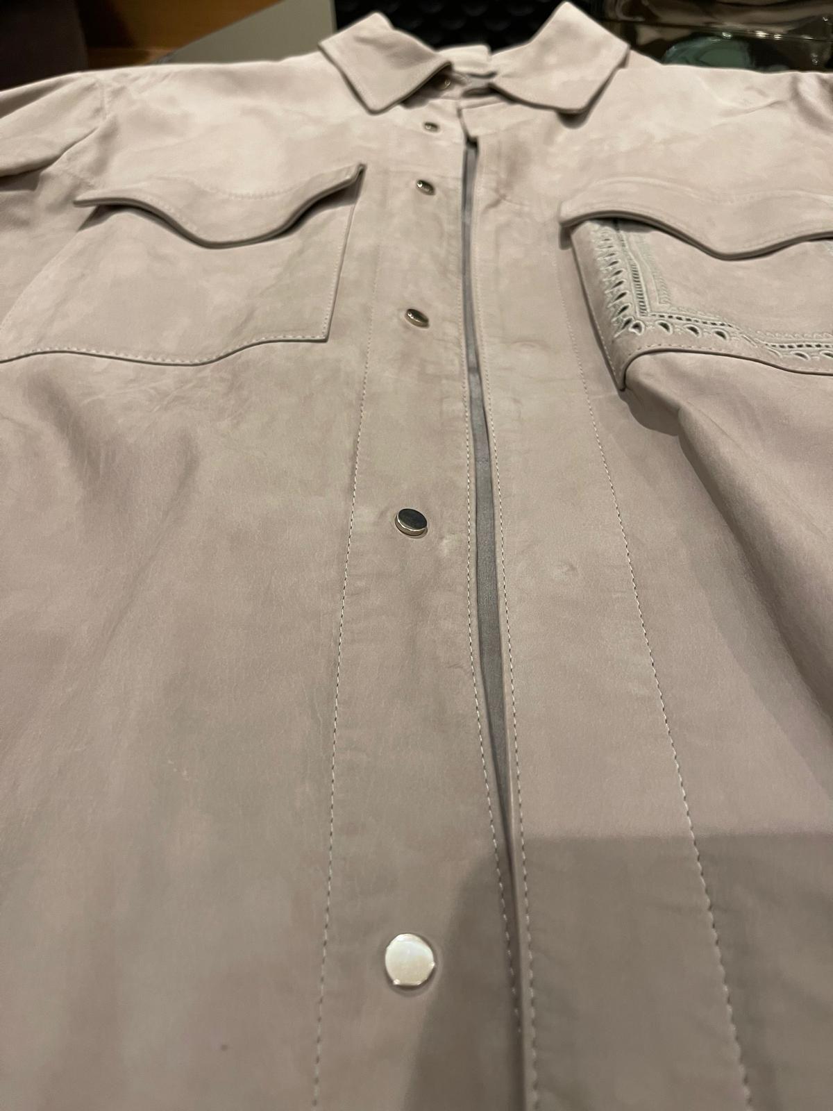 Beige Leather Over-Shirt / Jacket