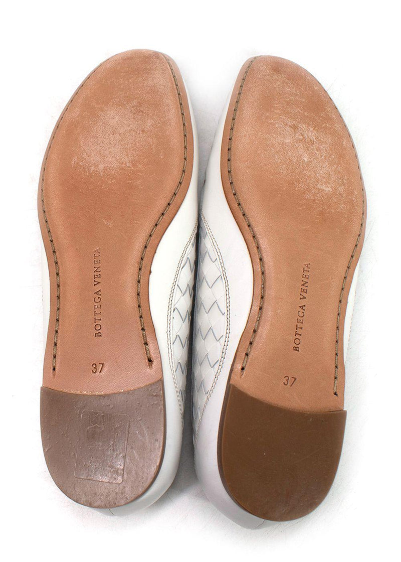 Bottega Veneta White Intrecciato Laser-cut Loafers