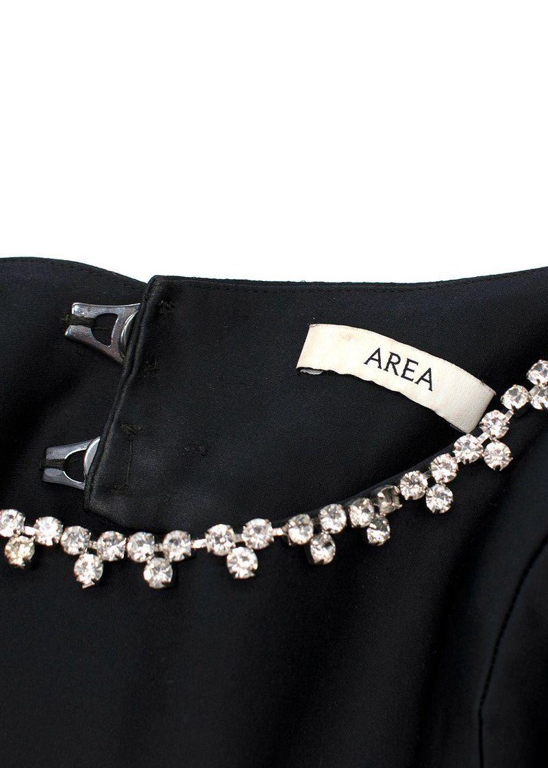 Area Puff-Sleeved Cut-Out Embellished Flared Mini Dress