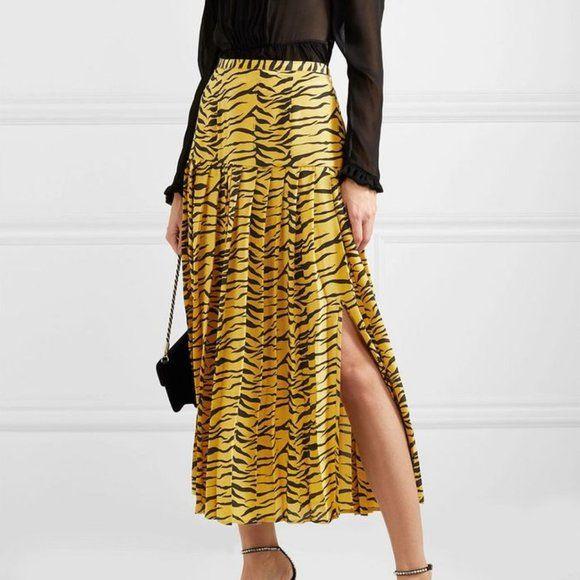 Yellow Tiger Print Rose Skirt