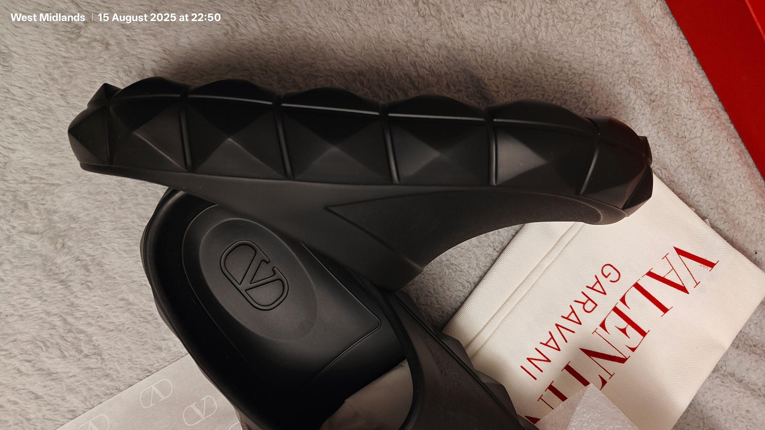 Valentino Black Rubber Slides