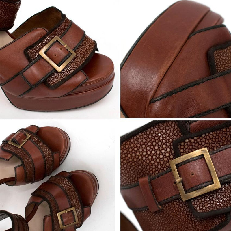Chrissie Mom's Brown Platform Sandals