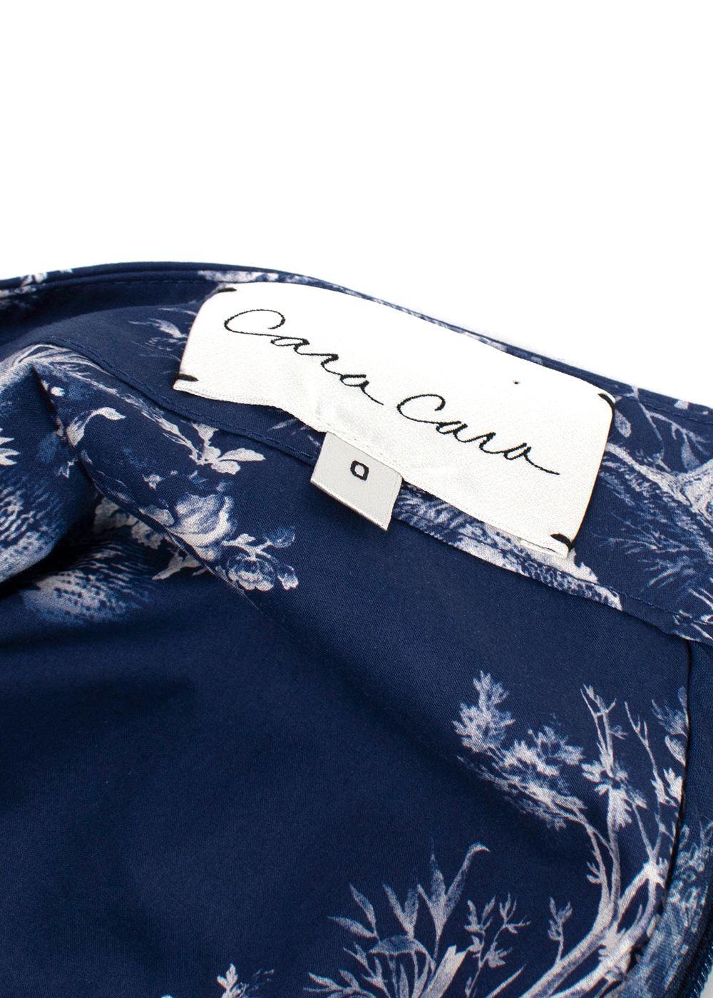 Cara Cara Navy Toile de Jouy Printed Tiered Cotton Skirt