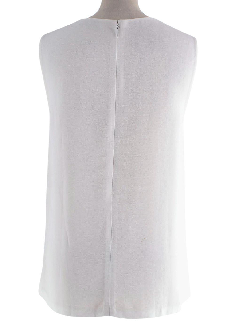 Emilio Pucci  Embroidered White Crepe Sleeveless Blouse