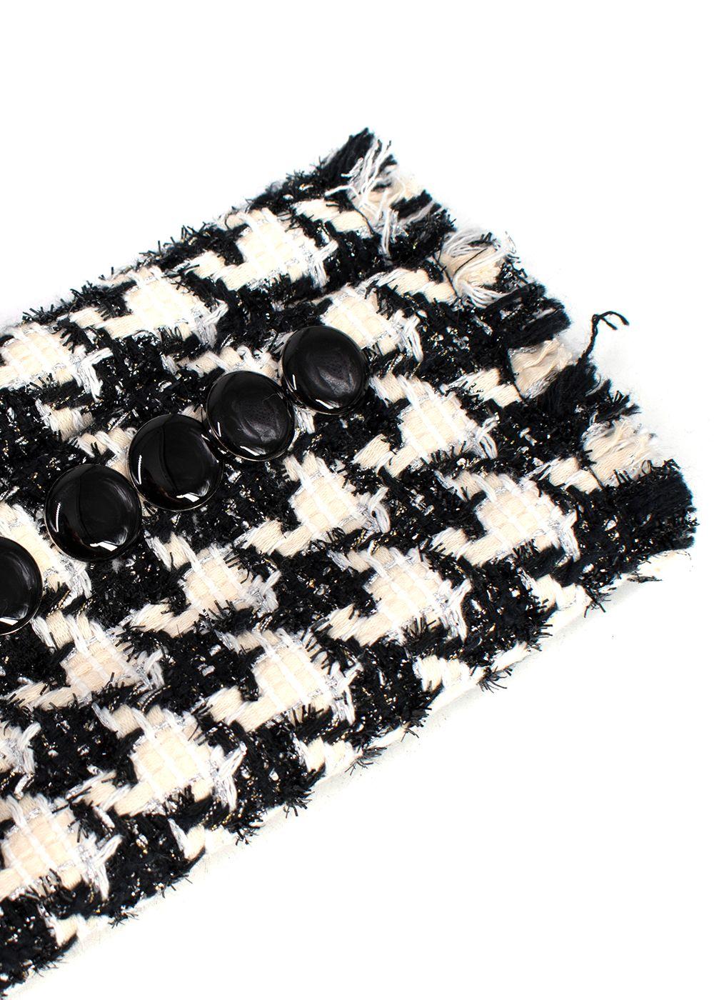 Veronica Beard Black and Ivory Houndstooth Tweed Blazer