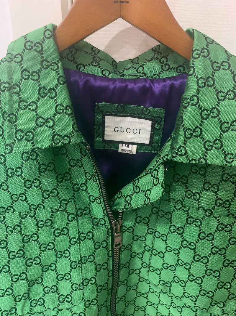 Men's Green Monogrammed Padded Wool-felt Bomber Jacket
